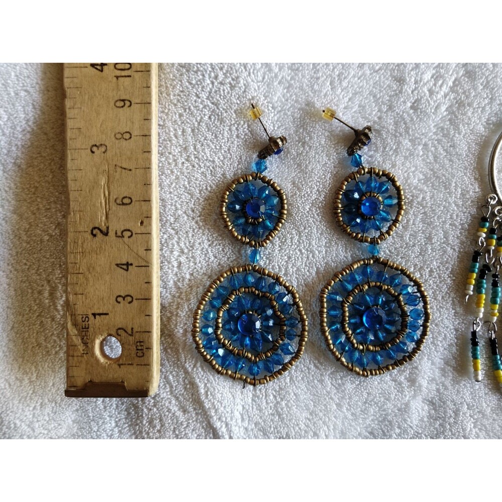 Earring Lot BOHO Seeds Beaded Bohemian Dangle Drop Hoop Chandelier Pierced - Picture 2 of 16